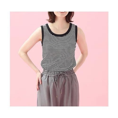 【エニー/ANY】の【新色追加】ラウンドタンクトップ インテリア・キッズ・メンズ・レディースファッション・服の通販 founy(ファニー) 　ファッション　Fashion　レディースファッション　Fashion for Women　インナー　Innerwear　抗菌　Antibacterial, Bacteria-Resistant　シンプル　Simple, Minimal　タンク　Tank Top, Sleeveless Top　テレコ　Ribbed, Rib Stitch　デニム　Denim, Jeans Material　定番　Standard, Basic Item　ボーダー　Border, Stripe　ラウンド　Round, Round Neck　おすすめ　Recommended / Our Picks　オフ×ブラック|ID: prp329100004935954 ipo3291000000037040520