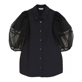 【クラネ/CLANE】 TULLE LAYERED SLEEVE SHIRTS大人の最旬トレンドファッション＆コーディネート founy(ファウニー) ファッション Fashion レディースファッション Fashion for Women トップス・カットソー Cut & Sew Tops シャツ・ブラウス・オフィスカジュアル Elegant Blouses & Button-Ups ストレッチ Stretch, Stretchy Fabric スラックス Slacks, Dress Pants スリーブ Sleeve, Long Sleeve / Short Sleeve チュール Tulip, Tulip Motif マニッシュ Mannish, Boyish エレガント 上品 Elegant |ID:prp329100004935961
