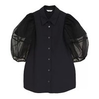 【クラネ/CLANE】のTULLE LAYERED SLEEVE SHIRTS 大人の最旬トレンドファッション＆コーディネート founy(ファウニー) ファッション Fashion レディースファッション Fashion for Women トップス・カットソー Cut & Sew Tops シャツ・ブラウス・オフィスカジュアル Elegant Blouses & Button-Ups ストレッチ Stretch, Stretchy Fabric スラックス Slacks, Dress Pants スリーブ Sleeve, Long Sleeve / Short Sleeve チュール Tulip, Tulip Motif マニッシュ Mannish, Boyish エレガント 上品 Elegant |ID:prp329100004935961