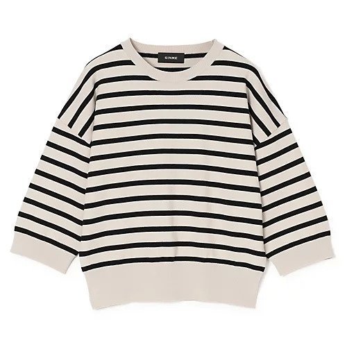 【シンメ/SINME】のボーダーハーフスリーブニット インテリア・キッズ・メンズ・レディースファッション・服の通販 founy(ファウニー) https://founy.com/ ファッション Fashion レディースファッション Fashion for Women トップス・カットソー Cut & Sew Tops ニット Knit Tops & Sweaters ボーダー Border, Stripe ロング Long, Long-Length ワイド Wide, Wide Fit 洗える Machine Washable |ID: prp329100004935963 ipo3291000000037240114