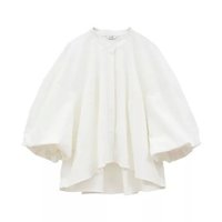 【クラネ/CLANE】のVOLUME SELEEVE STAND NECK SHIRTS 大人の最旬トレンドファッション＆コーディネート founy(ファウニー) ファッション Fashion レディースファッション Fashion for Women トップス・カットソー Cut & Sew Tops シャツ・ブラウス・オフィスカジュアル Elegant Blouses & Button-Ups おすすめ Recommended / Our Picks ショート Short, Short Length ストレッチ Stretch, Stretchy Fabric ツイル Twist, Twisted Detail フォルム Silhouette, Form フロント Front, Front Design リネン Linen, Linen Fabric エレガント 上品 Elegant 夏 Summer 春 Spring |ID:prp329100004935970