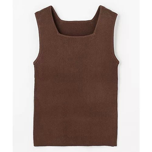 【エニー/ANY】のニットタンク インテリア・キッズ・メンズ・レディースファッション・服の通販 founy(ファニー) 　ファッション　Fashion　レディースファッション　Fashion for Women　トップス・カットソー　Cut & Sew Tops　ニット　Knit Tops & Sweaters　おすすめ　Recommended / Our Picks　インナー　Innerwear　カーディガン　Cardigan, Knitwear　シンプル　Simple, Minimal　スクエア　Square, Square Shape　タンク　Tank Top, Sleeveless Top　デコルテ　Décolleté, Neckline　ブラウン|ID: prp329100004941688 ipo3291000000037088687