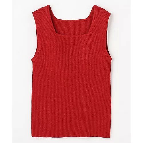 【エニー/ANY】のニットタンク インテリア・キッズ・メンズ・レディースファッション・服の通販 founy(ファニー) 　ファッション　Fashion　レディースファッション　Fashion for Women　トップス・カットソー　Cut & Sew Tops　ニット　Knit Tops & Sweaters　おすすめ　Recommended / Our Picks　インナー　Innerwear　カーディガン　Cardigan, Knitwear　シンプル　Simple, Minimal　スクエア　Square, Square Shape　タンク　Tank Top, Sleeveless Top　デコルテ　Décolleté, Neckline　レッド|ID: prp329100004941688 ipo3291000000037088689