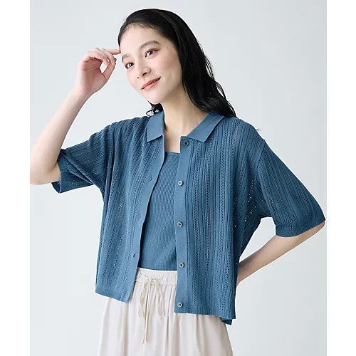 【エニー/ANY】のレーシーポロカーデ 人気、トレンドファッション・服の通販 founy(ファニー) 　ファッション　Fashion　レディースファッション　Fashion for Women　おすすめ　Recommended / Our Picks　アンサンブル　Ensemble Set　カーディガン　Cardigan, Knitwear　キャミソール　Camisole, Spaghetti Strap Top　シアー　Sheer, See-Through　スラックス　Slacks, Dress Pants　セットアップ　Set-Up, Coordinated Outfit　タンク　Tank Top, Sleeveless Top　デニム　Denim, Jeans Material　トレンド　Trend, Trending Now　バランス　Balance, Style Balance　ワイド　Wide, Wide Fit　夏　Summer　透かし　Cut-Out, Lacework　 other-1|ID: prp329100004941689 ipo3291000000037088694