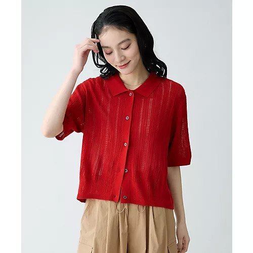 【エニー/ANY】のレーシーポロカーデ 人気、トレンドファッション・服の通販 founy(ファニー) 　ファッション　Fashion　レディースファッション　Fashion for Women　おすすめ　Recommended / Our Picks　アンサンブル　Ensemble Set　カーディガン　Cardigan, Knitwear　キャミソール　Camisole, Spaghetti Strap Top　シアー　Sheer, See-Through　スラックス　Slacks, Dress Pants　セットアップ　Set-Up, Coordinated Outfit　タンク　Tank Top, Sleeveless Top　デニム　Denim, Jeans Material　トレンド　Trend, Trending Now　バランス　Balance, Style Balance　ワイド　Wide, Wide Fit　夏　Summer　透かし　Cut-Out, Lacework　other-2|ID: prp329100004941689 ipo3291000000037088701