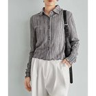 【スタイルデリ/STYLE DELI】のかすれ柄編みWボタン襟付きトップス グレー|ID: prp329100004941691 ipo3291000000037248842