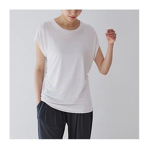 【ドレスハーセルフ/DRESS HERSELF】のカットソー/シルクモダールフレンチスリーブ 人気、トレンドファッション・服の通販 founy(ファニー) 　ファッション　Fashion　レディースファッション　Fashion for Women　トップス・カットソー　Cut & Sew Tops　カットソー・ベーシックTシャツ　Cut-and-Sewn Tops / Stretch Tees & Basics　なめらか　Smooth, Silky Texture　カットソー　Cut and Sewn Top　シルク　Silk, 100% Silk　シンプル　Simple, Minimal　スリーブ　Sleeve, Long Sleeve / Short Sleeve　バランス　Balance, Style Balance　フレンチ　French, French Style　エレガント 上品　Elegant　夏　Summer　other-3|ID: prp329100004941701 ipo3291000000037088778