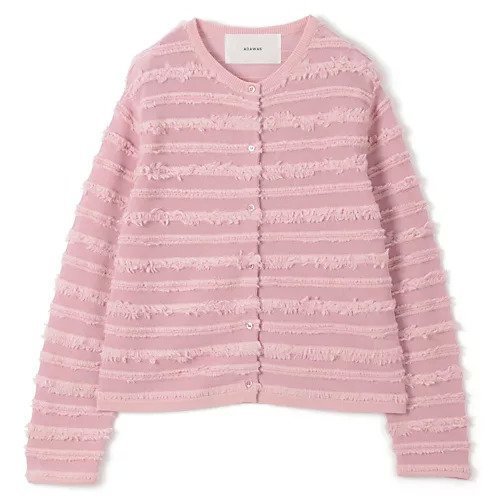 【アダワス/ADAWAS】のFRINGR KNIT CARDIGAN インテリア・キッズ・メンズ・レディースファッション・服の通販 founy(ファニー) 　ファッション　Fashion　レディースファッション　Fashion for Women　トップス・カットソー　Cut & Sew Tops　ニット　Knit Tops & Sweaters　カーディガン・羽織り　Layered Style Cardigans　洗える　Machine Washable　カーディガン　Cardigan, Knitwear　コンビ　Combo, Combination Style　今季　This Season, Current Season　軽量　Lightweight, Ultra Light　ジャケット　Jacket, Outerwear　ツイード　Twill, Twill Weave　デニム　Denim, Jeans Material　ノースリーブ　Sleeveless, No-Sleeve　人気　Popular, Best Seller　フォーマル　Formal, Dressy　フリンジ　Fringe, Tassel　フロント　Front, Front Design　ベーシック　Basic, Essential　ボックス　Boxy, Box Shape　ボーダー　Border, Stripe　別注　Limited Edition, Custom Order　夏　Summer　STRAWBERRY|ID: prp329100004942731 ipo3291000000037097435