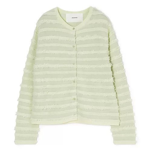 【アダワス/ADAWAS】のFRINGR KNIT CARDIGAN インテリア・キッズ・メンズ・レディースファッション・服の通販 founy(ファニー) 　ファッション　Fashion　レディースファッション　Fashion for Women　トップス・カットソー　Cut & Sew Tops　ニット　Knit Tops & Sweaters　カーディガン・羽織り　Layered Style Cardigans　洗える　Machine Washable　カーディガン　Cardigan, Knitwear　コンビ　Combo, Combination Style　今季　This Season, Current Season　軽量　Lightweight, Ultra Light　ジャケット　Jacket, Outerwear　ツイード　Twill, Twill Weave　デニム　Denim, Jeans Material　ノースリーブ　Sleeveless, No-Sleeve　人気　Popular, Best Seller　フォーマル　Formal, Dressy　フリンジ　Fringe, Tassel　フロント　Front, Front Design　ベーシック　Basic, Essential　ボックス　Boxy, Box Shape　ボーダー　Border, Stripe　別注　Limited Edition, Custom Order　夏　Summer　MINT|ID: prp329100004942731 ipo3291000000037097437