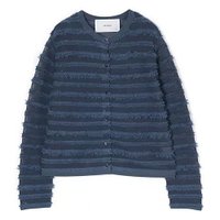 【アダワス/ADAWAS】の【HPS別注】FRINGE KNIT CARDIGAN 大人の最旬トレンドファッション＆コーディネート founy(ファウニー) ファッション Fashion レディースファッション Fashion for Women トップス・カットソー Cut & Sew Tops ニット Knit Tops & Sweaters カーディガン・羽織り Layered Style Cardigans 洗える Machine Washable カーディガン Cardigan, Knitwear コンビ Combo, Combination Style 今季 This Season, Current Season 軽量 Lightweight, Ultra Light ジャケット Jacket, Outerwear ツイード Twill, Twill Weave デニム Denim, Jeans Material ノースリーブ Sleeveless, No-Sleeve 人気 Popular, Best Seller フォーマル Formal, Dressy フリンジ Fringe, Tassel フロント Front, Front Design ベーシック Basic, Essential ボックス Boxy, Box Shape ボーダー Border, Stripe 別注 Limited Edition, Custom Order 夏 Summer |ID:prp329100004942731