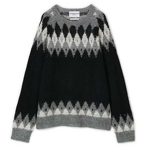 【ノーマリズム テキスタイル/NOMARHYTHM TEXTILE】のHand Knit Snowflake Sweater インテリア・キッズ・メンズ・レディースファッション・服の通販 founy(ファニー) 　ファッション　Fashion　レディースファッション　Fashion for Women　トップス・カットソー　Cut & Sew Tops　ニット　Knit Tops & Sweaters　レディースパーカー・カジュアルフーディー　Casual Hoodies & Sweatshirts　スウェット・クルーネックトップス　Sweatshirts & Crewnecks / Relaxed Fit Sweat Tops　クラシカル　Classical, Vintage-Inspired　ショート　Short, Short Length　デニム　Denim, Jeans Material　モダン　Modern, Contemporary　Black|ID: prp329100004942746 ipo3291000000037097537