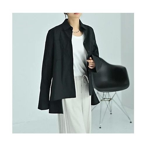 【スタイルデリ/STYLE DELI】の【BLK001】前後差ヘムラインビッグシャツ インテリア・キッズ・メンズ・レディースファッション・服の通販 founy(ファニー) 　ファッション　Fashion　レディースファッション　Fashion for Women　トップス・カットソー　Cut & Sew Tops　シャツ・ブラウス・オフィスカジュアル　Elegant Blouses & Button-Ups　シンプル　Simple, Minimal　スラックス　Slacks, Dress Pants　バランス　Balance, Style Balance　ビッグ　Big, Oversized　フォルム　Silhouette, Form　ヘムライン　Hemline, Bottom Cut　リラックス　Relax, Relaxed Fit　ロング　Long, Long-Length　ワイド　Wide, Wide Fit　ブラック|ID: prp329100004943026 ipo3291000000037100906