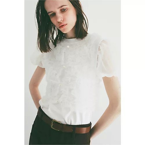 【クラネ/CLANE】のTULLE VEST LAYERED TOPS 人気、トレンドファッション・服の通販 founy(ファニー) 　ファッション　Fashion　レディースファッション　Fashion for Women　アウター　Coat / Outerwear Collection　トップス・カットソー　Cut & Sew Tops　ベスト&ジレ / 重ね着スタイル　Vests & Gilets　カーディガン　Cardigan, Knitwear　シャーリング　Shirring, Ruched　ショート　Short, Short Length　シンプル　Simple, Minimal　ジャケット　Jacket, Outerwear　ストレッチ　Stretch, Stretchy Fabric　スリーブ　Sleeve, Long Sleeve / Short Sleeve　チュール　Tulip, Tulip Motif　ドッキング　Docking, Mixed Material　人気　Popular, Best Seller　バランス　Balance, Style Balance　フェイス　Face, Facial Design　ベスト　Vest, Waistcoat　ランダム　Random, Irregular　エレガント 上品　Elegant　other-2|ID: prp329100004949071 ipo3291000000037137739