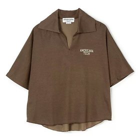 【アメリカーナ/Americana】 【HPS別注】スキッパーロゴTシャツ大人の最旬トレンドファッション＆コーディネート founy(ファウニー) ファッション Fashion レディースファッション Fashion for Women トップス・カットソー Cut & Sew Tops シャツ・ブラウス・オフィスカジュアル Elegant Blouses & Button-Ups ロングTシャツ・Tシャツ Longline T-Shirts & Tees スキッパー Skipper, Open Collar リラックス Relax, Relaxed Fit 別注 Limited Edition, Custom Order 洗える Machine Washable |ID:prp329100004949277
