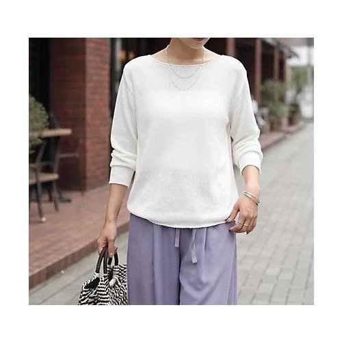 【スタイルデリ/STYLE DELI】のカラッとした綿シアーボートネックニット インテリア・キッズ・メンズ・レディースファッション・服の通販 founy(ファニー) 　ファッション　Fashion　レディースファッション　Fashion for Women　トップス・カットソー　Cut & Sew Tops　ニット　Knit Tops & Sweaters　インナー　Innerwear　キャミソール　Camisole, Spaghetti Strap Top　シアー　Sheer, See-Through　ショート　Short, Short Length　シンプル　Simple, Minimal　ストレート　Straight, Straight Cut　スリット　Slit, Slit Detail　タンク　Tank Top, Sleeveless Top　長袖　Long Sleeve, Full Sleeve　フォルム　Silhouette, Form　リゾート　Resort, Vacation Style　夏　Summer　ホワイト|ID: prp329100004960208 ipo3291000000037215601