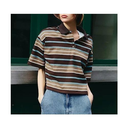 【エニー/ANY】の【POLO BCS別注】マルチカラー短丈ポロシャツ 人気、トレンドファッション・服の通販 founy(ファニー) 　ファッション　Fashion　レディースファッション　Fashion for Women　トップス・カットソー　Cut & Sew Tops　シャツ・ブラウス・オフィスカジュアル　Elegant Blouses & Button-Ups　ポロシャツ・きれいめカジュアル　Smart-Casual Polo Tops　カットソー　Cut and Sewn Top　キャップ　Cap, Baseball Cap　クロップド　Cropped, Short Length　コレクション　Collection, Seasonal Line　ストレート　Straight, Straight Cut　トレンド　Trend, Trending Now　バランス　Balance, Style Balance　バンダナ　Bandana, Head Scarf　ボーダー　Border, Stripe　ポロシャツ　Polo Shirt, Collared Tee　別注　Limited Edition, Custom Order　半袖　Short Sleeve, Half Sleeve　ワイド　Wide, Wide Fit　おすすめ　Recommended / Our Picks　エレガント 上品　Elegant　 other-1|ID: prp329100004960251 ipo3291000000037216690