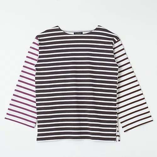 【ルミノア/Le minor】の【HPS別注】JEANNE インテリア・キッズ・メンズ・レディースファッション・服の通販 founy(ファニー) 　ファッション　Fashion　レディースファッション　Fashion for Women　洗える　Machine Washable　ショルダー　Shoulder, Shoulder Strap　ストライプ　Stripe, Striped Pattern　ドロップ　Drop Shoulder, Dropped Style　パープル　Purple, Violet　フィット　Fit, Slim Fit　フロント　Front, Front Design　ベーシック　Basic, Essential　ボーダー　Border, Stripe　別注　Limited Edition, Custom Order　MARRON FONCE/WHITE|ID: prp329100004960265 ipo3291000000037217182