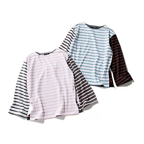 【ルミノア/Le minor】の【HPS別注】JEANNE 人気、トレンドファッション・服の通販 founy(ファニー) 　ファッション　Fashion　レディースファッション　Fashion for Women　洗える　Machine Washable　ショルダー　Shoulder, Shoulder Strap　ストライプ　Stripe, Striped Pattern　ドロップ　Drop Shoulder, Dropped Style　パープル　Purple, Violet　フィット　Fit, Slim Fit　フロント　Front, Front Design　ベーシック　Basic, Essential　ボーダー　Border, Stripe　別注　Limited Edition, Custom Order　other-3|ID: prp329100004960265 ipo3291000000037217184