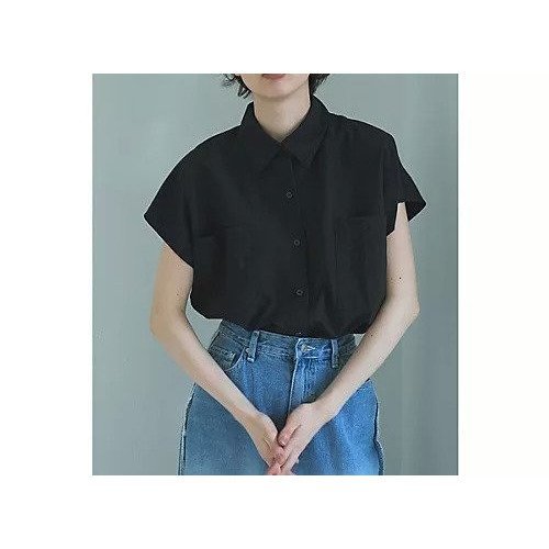 【マージュール/marjour】のNUANCE NYLON SHIRTS インテリア・キッズ・メンズ・レディースファッション・服の通販 founy(ファニー) 　ファッション　Fashion　レディースファッション　Fashion for Women　トップス・カットソー　Cut & Sew Tops　シャツ・ブラウス・オフィスカジュアル　Elegant Blouses & Button-Ups　インナー　Innerwear　シンプル　Simple, Minimal　ストレッチ　Stretch, Stretchy Fabric　ダブル　Double, Double-Breasted　フロント　Front, Front Design　ポケット　Pocket, Pocket Detail　リラックス　Relax, Relaxed Fit　エレガント 上品　Elegant　BLACK|ID: prp329100004960267 ipo3291000000037217204