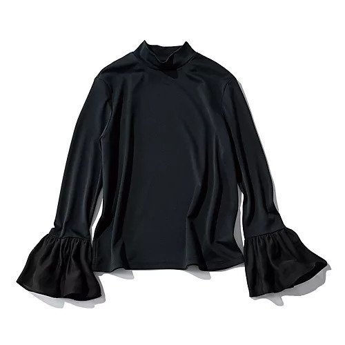 【エムセブンデイズ/M7days】の【コラボ】袖フレアトップス インテリア・キッズ・メンズ・レディースファッション・服の通販 founy(ファニー) 　ファッション　Fashion　レディースファッション　Fashion for Women　トップス・カットソー　Cut & Sew Tops　コラボ　Collaboration, Collab　シアー　Sheer, See-Through　スタンド　Stand Collar, Upright Stand　スリーブ　Sleeve, Long Sleeve / Short Sleeve　フレア　Flare, Flared　吸水　Absorbent, Quick-Dry　洗える　Machine Washable　ブラック|ID: prp329100004960268 ipo3291000000037217208