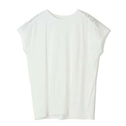 【イーバイエクラ/E by eclat】の【前後2WAY】レース切り替えフレンチスリーブT インテリア・キッズ・メンズ・レディースファッション・服の通販 founy(ファニー) 　ファッション　Fashion　レディースファッション　Fashion for Women　ジャカード／ジャガード　Jacquard, Woven Pattern　スリーブ　Sleeve, Long Sleeve / Short Sleeve　フレンチ　French, French Style　モチーフ　Motif, Design Theme　リーフ　Leaf, Botanical Leaf　レース　Lace, Lace Fabric　夏　Summer　洗える　Machine Washable　ホワイト|ID: prp329100004960277 ipo3291000000037217292