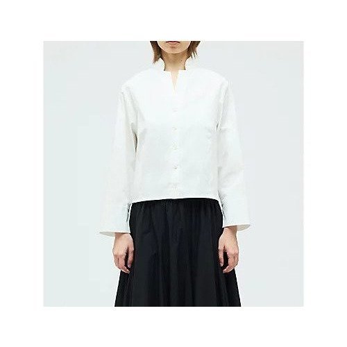 【ミズイロ インド/mizuiro ind】のスタンドカラーショートシャツ インテリア・キッズ・メンズ・レディースファッション・服の通販 founy(ファニー) 　ファッション　Fashion　レディースファッション　Fashion for Women　トップス・カットソー　Cut & Sew Tops　シャツ・ブラウス・オフィスカジュアル　Elegant Blouses & Button-Ups　オケージョン　Occasion Wear　クラシック　Classic, Timeless Style　コンパクト　Compact, Small Size　シンプル　Simple, Minimal　スタンド　Stand Collar, Upright Stand　ストレッチ　Stretch, Stretchy Fabric　エレガント 上品　Elegant　切替　Switching, Contrast Panel　オフホワイト|ID: prp329100004960292 ipo3291000000037217396