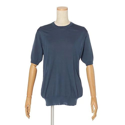 【スローン/SLOANE】のシルク半袖ニット インテリア・キッズ・メンズ・レディースファッション・服の通販 founy(ファニー) 　ファッション　Fashion　レディースファッション　Fashion for Women　トップス・カットソー　Cut & Sew Tops　ニット　Knit Tops & Sweaters　なめらか　Smooth, Silky Texture　シルク　Silk, 100% Silk　バランス　Balance, Style Balance　フィット　Fit, Slim Fit　フォルム　Silhouette, Form　ベーシック　Basic, Essential　人気　Popular, Best Seller　別注　Limited Edition, Custom Order　半袖　Short Sleeve, Half Sleeve　定番　Standard, Basic Item　スモーキーブルー|ID: prp329100004960385 ipo3291000000037217990