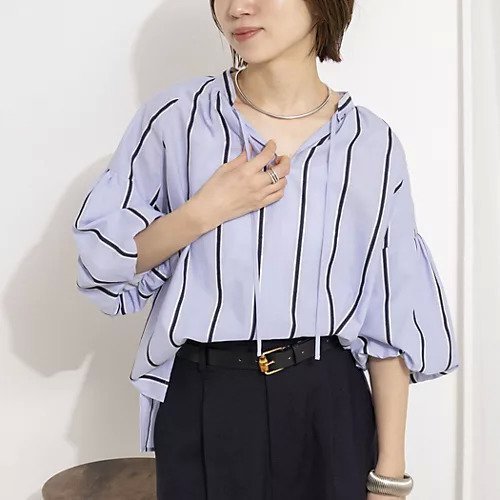 【ノーリーズ/NOLLEY'S】のウォッシャブルドビーストライプブラウス 人気、トレンドファッション・服の通販 founy(ファニー) 　ファッション　Fashion　レディースファッション　Fashion for Women　トップス・カットソー　Cut & Sew Tops　シャツ・ブラウス・オフィスカジュアル　Elegant Blouses & Button-Ups　2026年　2026　2026春夏・S/S　Spring/Summer 2026 SS26　ストライプ　Stripe, Striped Pattern　スリーブ　Sleeve, Long Sleeve / Short Sleeve　フレア　Flare, Flared　 other-1|ID: prp329100004960397 ipo3291000000037218082