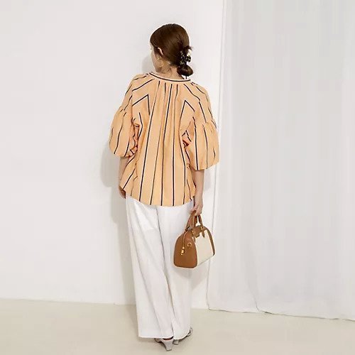 【ノーリーズ/NOLLEY'S】のウォッシャブルドビーストライプブラウス 人気、トレンドファッション・服の通販 founy(ファニー) 　ファッション　Fashion　レディースファッション　Fashion for Women　トップス・カットソー　Cut & Sew Tops　シャツ・ブラウス・オフィスカジュアル　Elegant Blouses & Button-Ups　2026年　2026　2026春夏・S/S　Spring/Summer 2026 SS26　ストライプ　Stripe, Striped Pattern　スリーブ　Sleeve, Long Sleeve / Short Sleeve　フレア　Flare, Flared　other-3|ID: prp329100004960397 ipo3291000000037218087