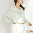 【ノーリーズ/NOLLEY'S】のウォッシャブルラッフルカラーブラウス ミントグリーン|ID: prp329100004960402 ipo3291000000037249045