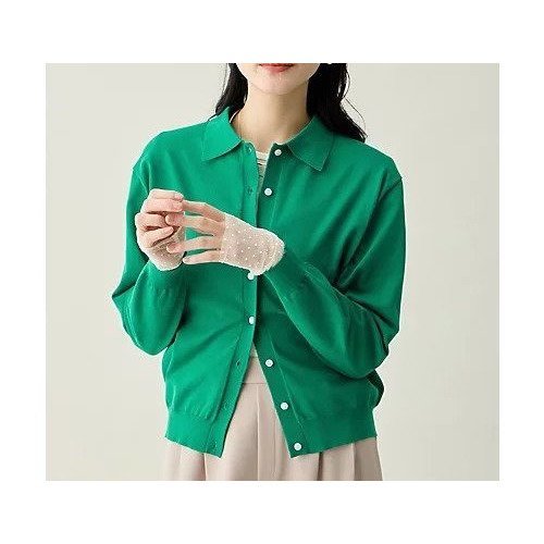 【エニー/ANY】のコットンブレンドポロカーデ インテリア・キッズ・メンズ・レディースファッション・服の通販 founy(ファニー) 　ファッション　Fashion　レディースファッション　Fashion for Women　カーディガン　Cardigan, Knitwear　ストレッチ　Stretch, Stretchy Fabric　スラックス　Slacks, Dress Pants　デニム　Denim, Jeans Material　ベーシック　Basic, Essential　エレガント 上品　Elegant　グリーン|ID: prp329100004960405 ipo3291000000037218162