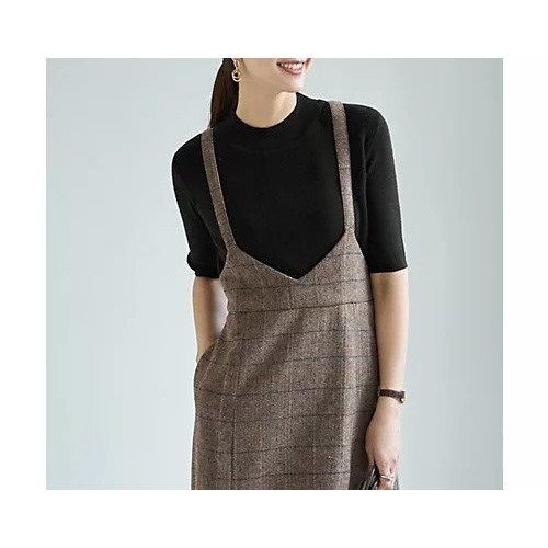 【スタイルデリ/STYLE DELI】のソフトタッチ 5分袖ハイネックトップス インテリア・キッズ・メンズ・レディースファッション・服の通販 founy(ファニー) 　ファッション　Fashion　レディースファッション　Fashion for Women　トップス・カットソー　Cut & Sew Tops　インナー　Innerwear　エアリー　Airy Texture　コンパクト　Compact, Small Size　今季　This Season, Current Season　サロペット　Overalls, Salopette　シンプル　Simple, Minimal　ジャケット　Jacket, Outerwear　定番　Standard, Basic Item　長袖　Long Sleeve, Full Sleeve　ハイネック　High Neck, Mock Neck　バランス　Balance, Style Balance　フィット　Fit, Slim Fit　ポケット　Pocket, Pocket Detail　A/W・秋冬　Autumn/Winter　ブラック|ID: prp329100004960434 ipo3291000000037218327