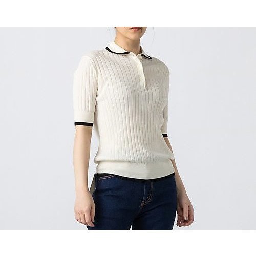【スローン/SLOANE】の12Gワイドリブ コットン シルク バイカラー半袖丸襟ポロ 人気、トレンドファッション・服の通販 founy(ファニー) 　ファッション　Fashion　レディースファッション　Fashion for Women　トップス・カットソー　Cut & Sew Tops　シルク　Silk, 100% Silk　フェミニン　Feminine, Girly　ワイドリブ　Wide Rib, Wide Ribbed Knit　半袖　Short Sleeve, Half Sleeve　 other-1|ID: prp329100004960462 ipo3291000000037218528