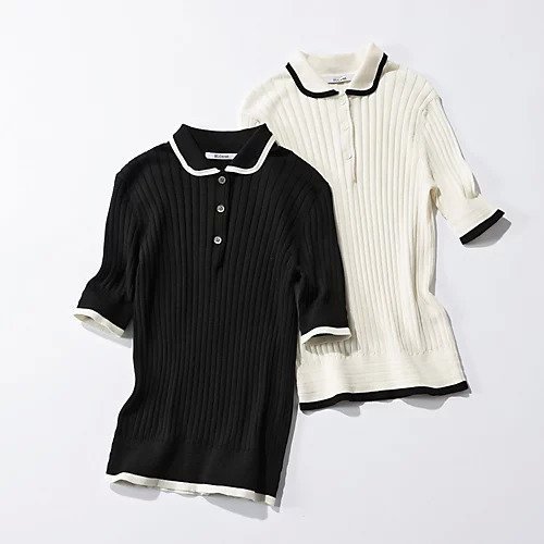 【スローン/SLOANE】の12Gワイドリブ コットン シルク バイカラー半袖丸襟ポロ 人気、トレンドファッション・服の通販 founy(ファニー) 　ファッション　Fashion　レディースファッション　Fashion for Women　トップス・カットソー　Cut & Sew Tops　シルク　Silk, 100% Silk　フェミニン　Feminine, Girly　ワイドリブ　Wide Rib, Wide Ribbed Knit　半袖　Short Sleeve, Half Sleeve　other-3|ID: prp329100004960462 ipo3291000000037218531