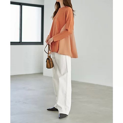 【スタイルデリ/STYLE DELI】のジョーゼットコンビフレアニット 人気、トレンドファッション・服の通販 founy(ファニー) 　ファッション　Fashion　レディースファッション　Fashion for Women　トップス・カットソー　Cut & Sew Tops　ニット　Knit Tops & Sweaters　オレンジ　Orange　ジャケット　Jacket, Outerwear　ジョーゼット　Georgette, Semi-Sheer Fabric　ダメージ　Distressed, Destroyed　チュニック　Tunic, Long Top　定番　Standard, Basic Item　なめらか　Smooth, Silky Texture　人気　Popular, Best Seller　フィット　Fit, Slim Fit　ペンシル　Pencil, Pencil Skirt　ミドル　Middle Length, Mid Height　おすすめ　Recommended / Our Picks　other-2|ID: prp329100004960466 ipo3291000000037218556