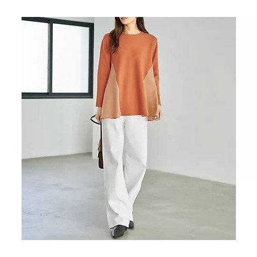 【スタイルデリ/STYLE DELI】のジョーゼットコンビフレアニット 人気、トレンドファッション・服の通販 founy(ファニー) 　ファッション　Fashion　レディースファッション　Fashion for Women　トップス・カットソー　Cut & Sew Tops　ニット　Knit Tops & Sweaters　オレンジ　Orange　ジャケット　Jacket, Outerwear　ジョーゼット　Georgette, Semi-Sheer Fabric　ダメージ　Distressed, Destroyed　チュニック　Tunic, Long Top　定番　Standard, Basic Item　なめらか　Smooth, Silky Texture　人気　Popular, Best Seller　フィット　Fit, Slim Fit　ペンシル　Pencil, Pencil Skirt　ミドル　Middle Length, Mid Height　おすすめ　Recommended / Our Picks　other-3|ID: prp329100004960466 ipo3291000000037218557