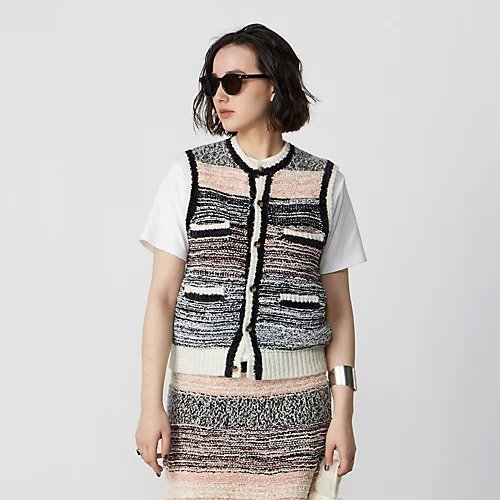 【マディソンブルー/MADISONBLUE】のSWITCHING KN VEST MIXED FIBERS インテリア・キッズ・メンズ・レディースファッション・服の通販 founy(ファウニー) https://founy.com/ ファッション Fashion レディースファッション Fashion for Women アウター Coat / Outerwear Collection トップス・カットソー Cut & Sew Tops ベスト&ジレ / 重ね着スタイル Vests & Gilets スパンコール Sequins, Sequin Embellishment ツイード Twill, Twill Weave フェザー Feather, Feather Detail ベスト Vest, Waistcoat ミックス Mix, Mixed Style ラグジュアリー Luxury, Elegant ルーズ Loose, Oversized |ID: prp329100004960508 ipo3291000000037247143