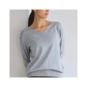 【ドレスハーセルフ/DRESS HERSELF】 セーター/シルクコットン[Vネック]大人の最旬トレンドファッション＆コーディネート founy(ファウニー) ファッション Fashion レディースファッション Fashion for Women トップス・カットソー Cut & Sew Tops Vネックトップス V-Neck Tops / V-Cut Neckline Shirts ショルダー Shoulder, Shoulder Strap シルク Silk, 100% Silk シンプル Simple, Minimal セーター Sweater, Knitwear ドロップ Drop Shoulder, Dropped Style リラックス Relax, Relaxed Fit |ID:prp329100004960526