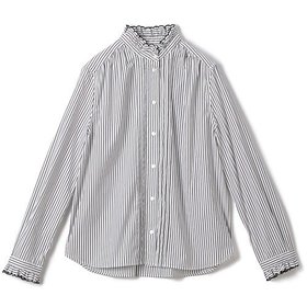 【シンメ/SINME】のストライプスカラエンブロイダリーシャツ 人気、トレンドファッション・服の通販 founy(ファニー) ファッション Fashion レディースファッション Fashion for Women トップス・カットソー Cut & Sew Tops シャツ・ブラウス・オフィスカジュアル Elegant Blouses & Button-Ups トレンド Trend, Trending Now モノトーン Monotone, Black and White 今季 This Season, Current Season 洗える Machine Washable |ID:prp329100004960562