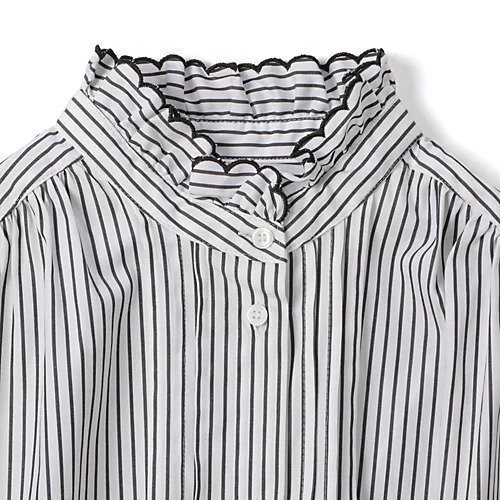 【シンメ/SINME】のストライプスカラエンブロイダリーシャツ 人気、トレンドファッション・服の通販 founy(ファニー) 　ファッション　Fashion　レディースファッション　Fashion for Women　トップス・カットソー　Cut & Sew Tops　シャツ・ブラウス・オフィスカジュアル　Elegant Blouses & Button-Ups　トレンド　Trend, Trending Now　モノトーン　Monotone, Black and White　今季　This Season, Current Season　洗える　Machine Washable　other-3|ID: prp329100004960562 ipo3291000000037219092