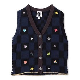 【ヤンヤン/YANYAN】の【SPURSHOP別注】ニットベスト 大人の最旬トレンドファッション＆コーディネート founy(ファウニー) ファッション Fashion レディースファッション Fashion for Women アウター Coat / Outerwear Collection トップス・カットソー Cut & Sew Tops ニット Knit Tops & Sweaters ベスト&ジレ / 重ね着スタイル Vests & Gilets チェック Check, Plaid, Tartan 人気 Popular, Best Seller フラワー Flower, Floral ブロック Block, Solid Block Pattern ベスト Vest, Waistcoat 別注 Limited Edition, Custom Order モダン Modern, Contemporary モチーフ Motif, Design Theme 2025年 2025 2025春夏・S/S Spring/Summer 2025 SS25 |ID:prp329100004960612