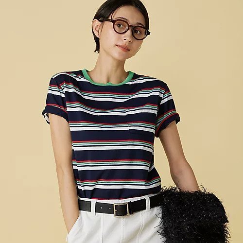 【マディソンブルー/MADISONBLUE】のHORIZONTAL STRIPES POCKET TEE インテリア・キッズ・メンズ・レディースファッション・服の通販 founy(ファウニー) https://founy.com/ ファッション Fashion レディースファッション Fashion for Women コンパクト Compact, Small Size ボーダー Border, Stripe ポケット Pocket, Pocket Detail |ID: prp329100004960640 ipo3291000000037219474