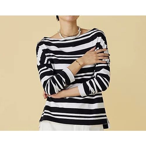 【マディソンブルー/MADISONBLUE】のMARINE BORDER BOAT NECK L/S TEE インテリア・キッズ・メンズ・レディースファッション・服の通販 founy(ファウニー) https://founy.com/ ファッション Fashion レディースファッション Fashion for Women エレガント 上品 Elegant オレンジ Orange カットソー Cut and Sewn Top シンプル Simple, Minimal デニム Denim, Jeans Material バスク Basque, Basque Style バランス Balance, Style Balance フランス France, French ボーダー Border, Stripe 定番 Standard, Basic Item 洗える Machine Washable |ID: prp329100004960643 ipo3291000000037219486