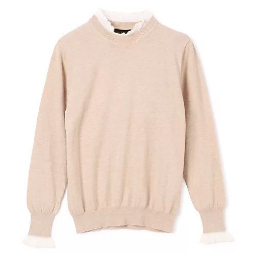 【ペールジュート/Pale Jute】のWhite frill knit P/O インテリア・キッズ・メンズ・レディースファッション・服の通販 founy(ファニー) 　ファッション　Fashion　レディースファッション　Fashion for Women　トップス・カットソー　Cut & Sew Tops　ニット　Knit Tops & Sweaters　フリル　Frill, Ruffle　ボトム　Bottoms, Lower Wear　洗える　Machine Washable　Beige|ID: prp329100004960651 ipo3291000000037219556