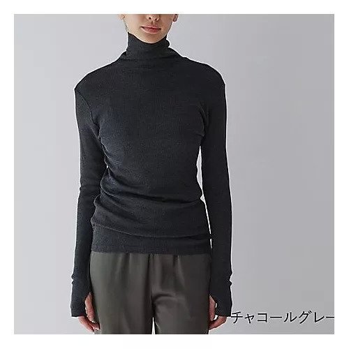 【ドレスハーセルフ/DRESS HERSELF】のカットソー/シルクリブ ハイネック インテリア・キッズ・メンズ・レディースファッション・服の通販 founy(ファニー) 　ファッション　Fashion　レディースファッション　Fashion for Women　トップス・カットソー　Cut & Sew Tops　カットソー・ベーシックTシャツ　Cut-and-Sewn Tops / Stretch Tees & Basics　カットソー　Cut and Sewn Top　シルク　Silk, 100% Silk　シンプル　Simple, Minimal　なめらか　Smooth, Silky Texture　ハイネック　High Neck, Mock Neck　フラット　Flat, Flat Shoes　ロング　Long, Long-Length　エレガント 上品　Elegant　チャコールグレー|ID: prp329100004960668 ipo3291000000037219670