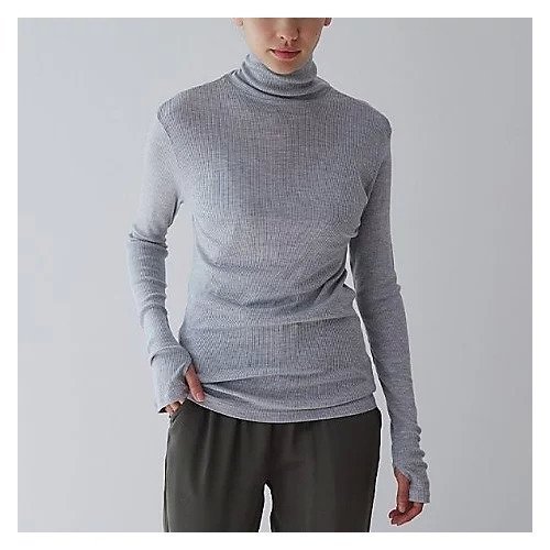 【ドレスハーセルフ/DRESS HERSELF】のカットソー/シルクリブ ハイネック 人気、トレンドファッション・服の通販 founy(ファニー) 　ファッション　Fashion　レディースファッション　Fashion for Women　トップス・カットソー　Cut & Sew Tops　カットソー・ベーシックTシャツ　Cut-and-Sewn Tops / Stretch Tees & Basics　カットソー　Cut and Sewn Top　シルク　Silk, 100% Silk　シンプル　Simple, Minimal　なめらか　Smooth, Silky Texture　ハイネック　High Neck, Mock Neck　フラット　Flat, Flat Shoes　ロング　Long, Long-Length　エレガント 上品　Elegant　other-3|ID: prp329100004960668 ipo3291000000037219674