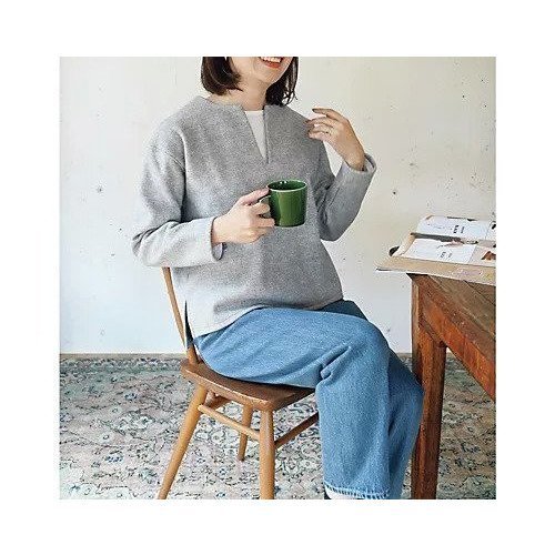 【アワーホーム/OURHOME】の【洗える】ウール混素材のキーネックプルオーバー 人気、トレンドファッション・服の通販 founy(ファニー) 　ファッション　Fashion　レディースファッション　Fashion for Women　トップス・カットソー　Cut & Sew Tops　カジュアルプルオーバー・ニットトップス　Pullovers & Knit Tops / Casual Pullovers　お家時間・ステイホーム　Stay Home / At Home　インナー　Innerwear　ショルダー　Shoulder, Shoulder Strap　スリット　Slit, Slit Detail　デニム　Denim, Jeans Material　ドロップ　Drop Shoulder, Dropped Style　バランス　Balance, Style Balance　別注　Limited Edition, Custom Order　洗える　Machine Washable　other-2|ID: prp329100004960682 ipo3291000000037219724