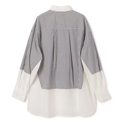 【ペールジュート/Pale Jute】のStriped panel shirt 人気、トレンドファッション・服の通販 founy(ファニー) 　ファッション　Fashion　レディースファッション　Fashion for Women　トップス・カットソー　Cut & Sew Tops　シャツ・ブラウス・オフィスカジュアル　Elegant Blouses & Button-Ups　クラシック　Classic, Timeless Style　スタンド　Stand Collar, Upright Stand　ストライプ　Stripe, Striped Pattern　洗える　Machine Washable　other-2|ID: prp329100004960706 ipo3291000000037219847