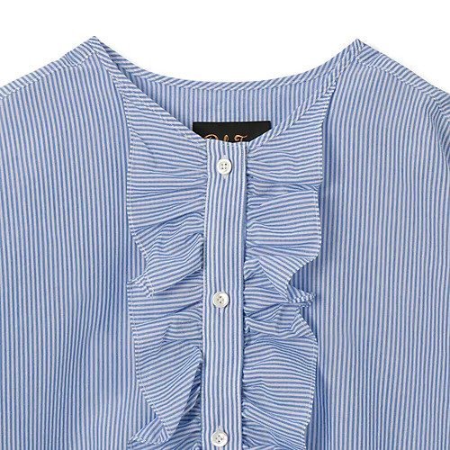 【ペールジュート/Pale Jute】のFront frill shirt 人気、トレンドファッション・服の通販 founy(ファニー) 　ファッション　Fashion　レディースファッション　Fashion for Women　トップス・カットソー　Cut & Sew Tops　シャツ・ブラウス・オフィスカジュアル　Elegant Blouses & Button-Ups　クラシカル　Classical, Vintage-Inspired　ストライプ　Stripe, Striped Pattern　パイピング　Piping, Trim Design　フォルム　Silhouette, Form　フリル　Frill, Ruffle　定番　Standard, Basic Item　洗える　Machine Washable　other-3|ID: prp329100004960710 ipo3291000000037219863