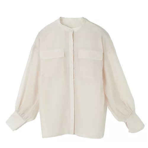 【イーバイエクラ/E by eclat】のハリ感シアーシャツ インテリア・キッズ・メンズ・レディースファッション・服の通販 founy(ファニー) 　ファッション　Fashion　レディースファッション　Fashion for Women　トップス・カットソー　Cut & Sew Tops　シャツ・ブラウス・オフィスカジュアル　Elegant Blouses & Button-Ups　おすすめ　Recommended / Our Picks　エレガント 上品　Elegant　オケージョン　Occasion Wear　ギャザー　Gathered, Ruffled　フラップ　Flap, Flap Pocket　ポケット　Pocket, Pocket Detail　洗える　Machine Washable　ライトベージュ|ID: prp329100004960734 ipo3291000000037219966